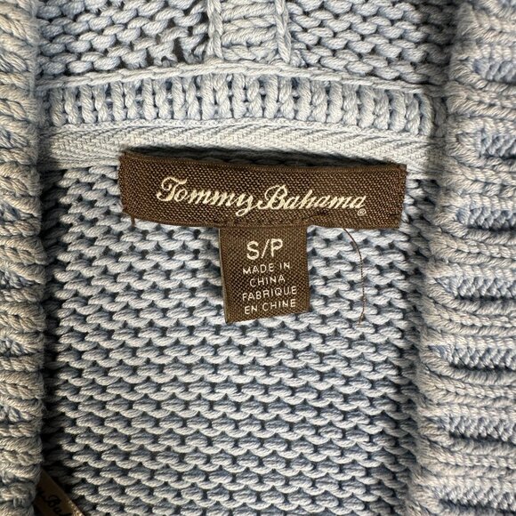Tommy Bahama Sweater Women Size S Blue Cable Knit Pullover Hooded Long Sleeve - Picture 5 of 8